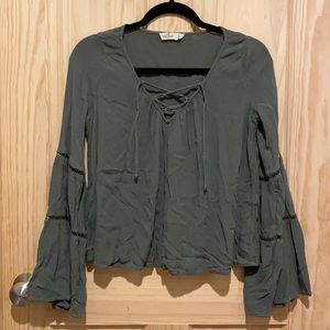 Olive Green Peasant Top